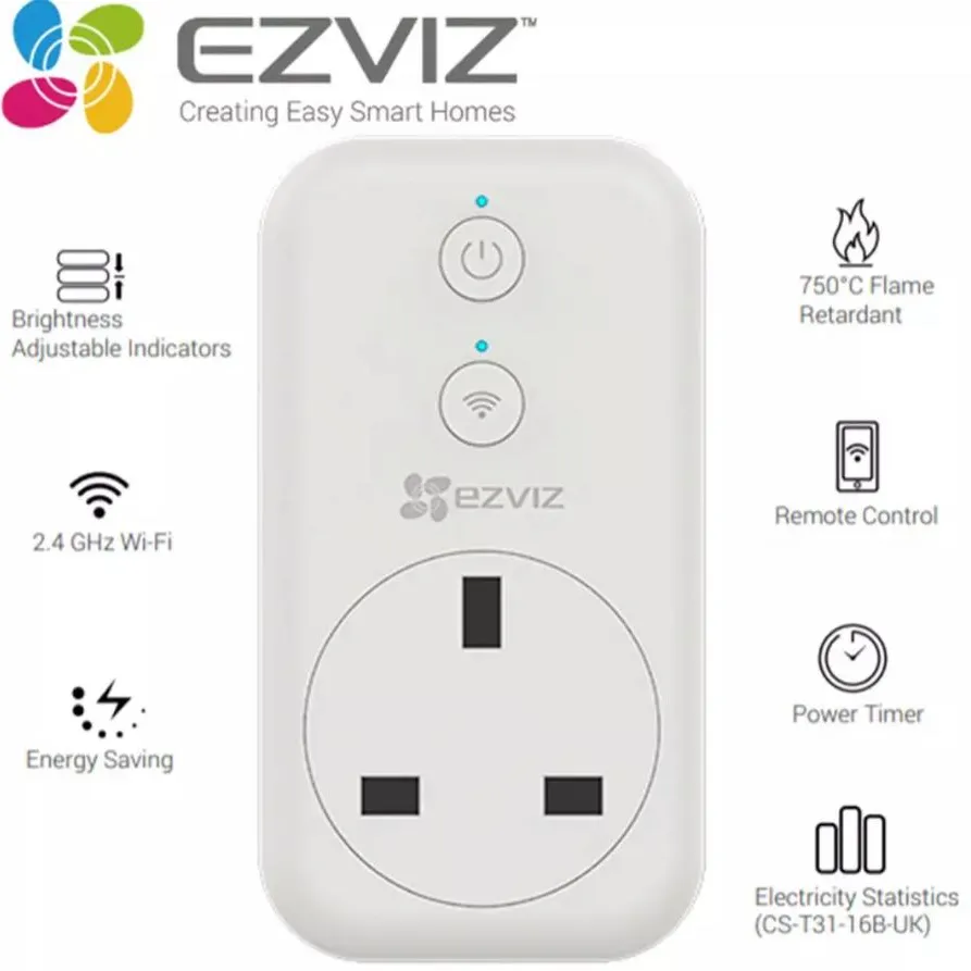 -(تقسيم EZVIZ Smart Plug T31 الذكي المزود بتقنية الواي فاي لتشغيل الأجهزة وايقافها عن بعد بواسطة الهاتف) - Image 1
