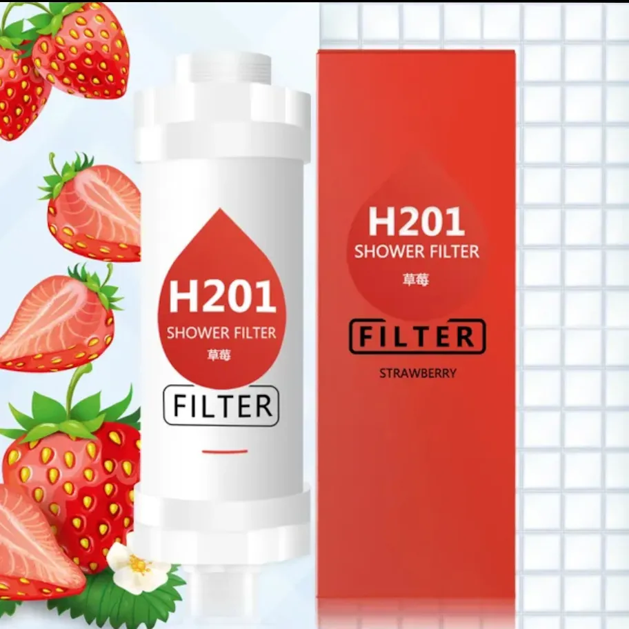فلتر برائحة الفراولة ، فلتر الاستحمام المعطرة ، منقي المياه إزالة الكلور ، فلتر الاستحمام الطبيعي فيتامين ج - صورة 1
